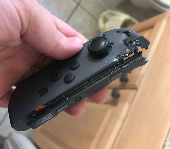 I’ve Been Saving Up For A Switch For A Couple Months Now. I Finally Got It Last Week And Found This In My Dog’s Mouth This Morning